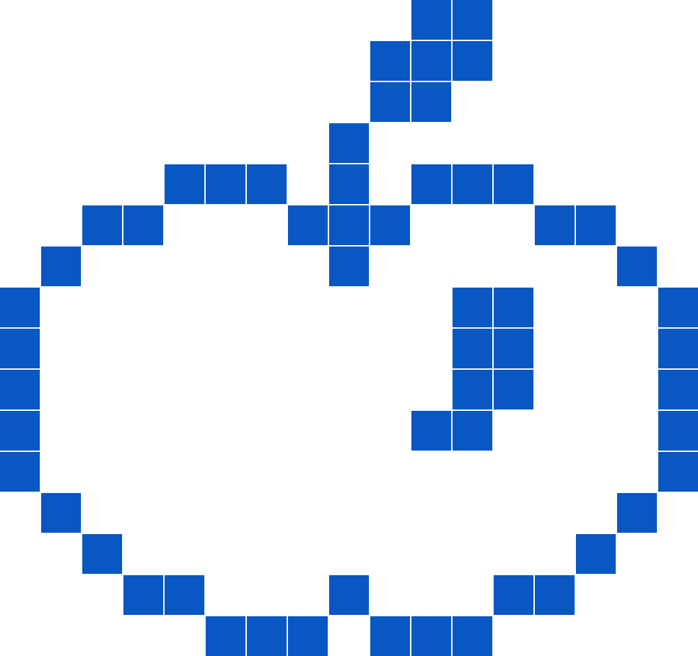 Pixel-art apple being bitten
